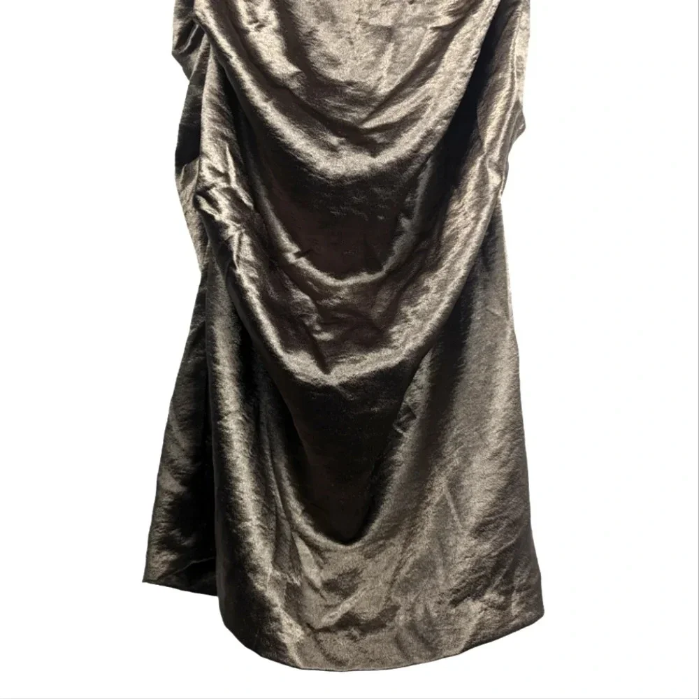 Xscape By Joanna Chen Ruffle Metallic Bronze Bodycon Formal Dress Size 4 - Picture 5 of 12